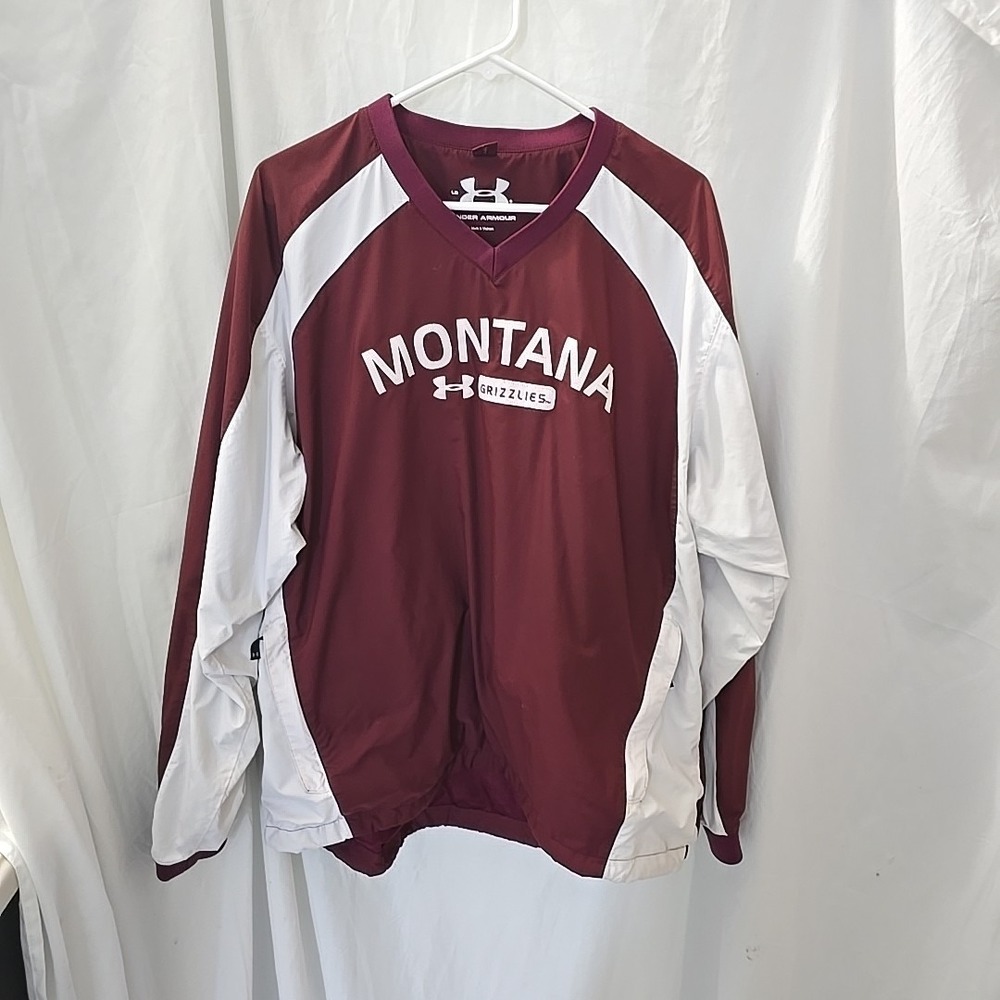 Under Armour Montana Grizzlies Pullover Windbreaker‎ Jacket Mens L Maroon Griz